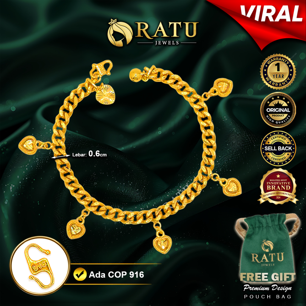 Emas RATU (18.50g) Gelang Coco Love / Daily Wear Premium Fashion Bracelet Plated Jewelry / Jewellery - 34RJ