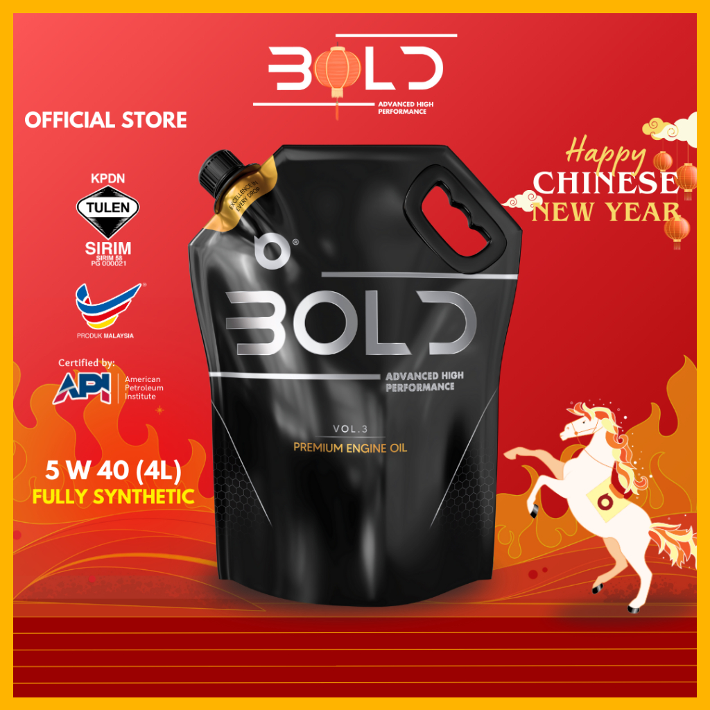 BOLD SIRIM 5w40 4L Fully Synthetic SP Engine Oil Car 5w-40 Minyak Hitam Enjin Kereta Proton Oil