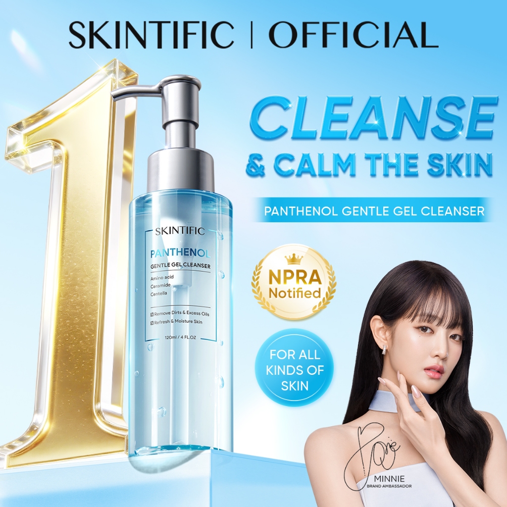 SKINTIFIC Panthenol Gel Cleanser Hydrating Moisturize Smooth Skin pencuci muka Panoxyl Face Wash Amino Acid Oil Control