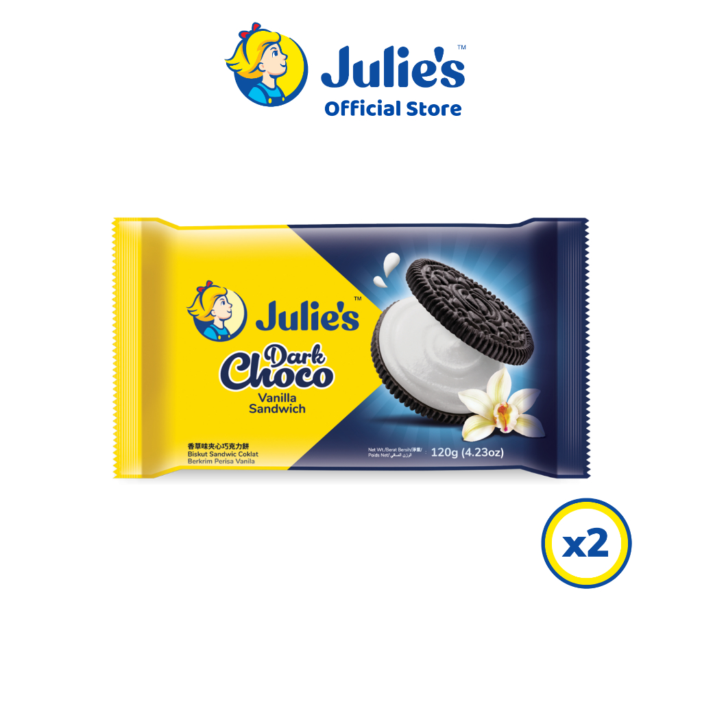 Julie's Dark Choco Vanilla Sandwich packs