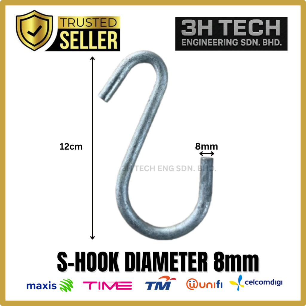 Heavy Duty S-Hook for Fiber Cable Telco Telekom Unifi Time Maxis