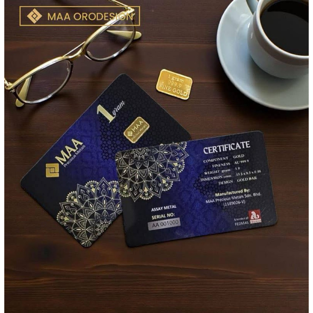 goldbar 1g MAA new AU 999.9 blue sapphire