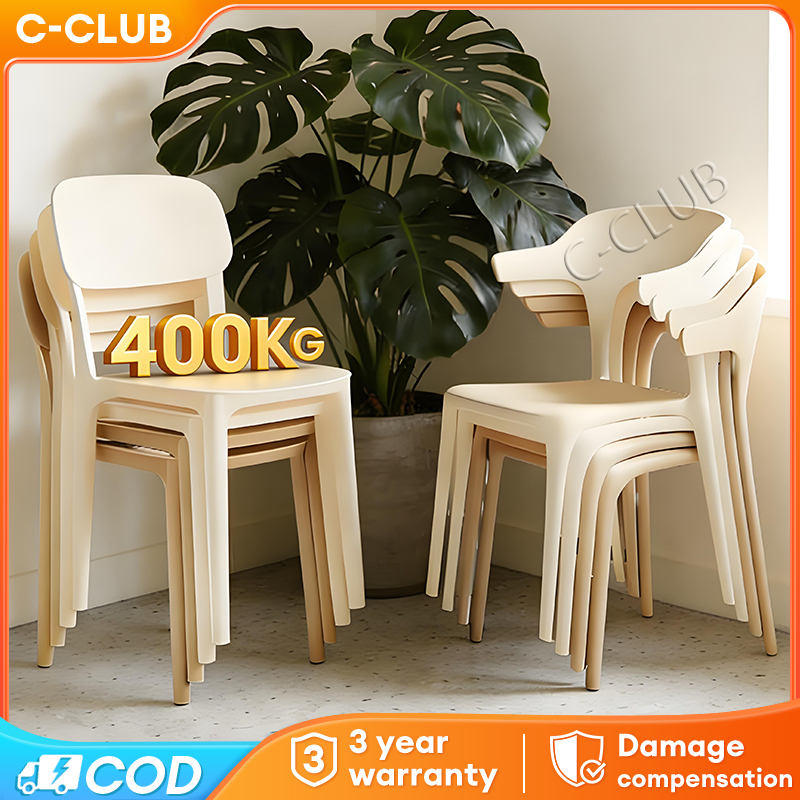 【Bearing 200kg】Plastic Chair Dining Chair PP Backrest Chair Nordic Chair Cafe Kerusi Elegant Study Chair Kerusi Makan塑料椅