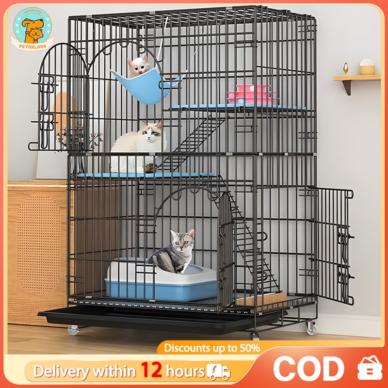 ❤️Selangor Stock❤️ Sangkar Kucing 4 Tingkat Besar Murah Cat Cage Large 2/3 Level Pet Cage with Wheel