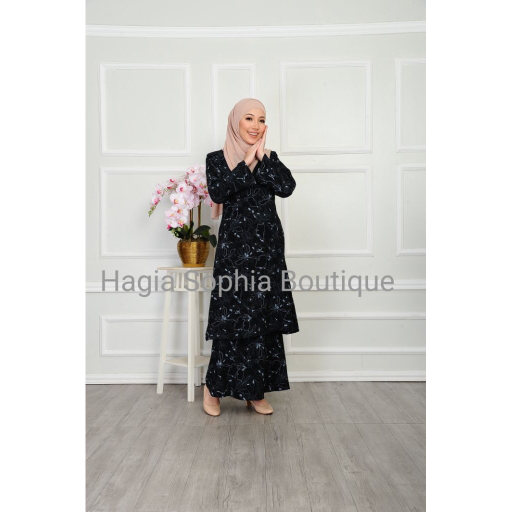 Hagia Sophia kuntum kurung Pahang 100% ironless Clothing Dusty Pink Wanita Sets