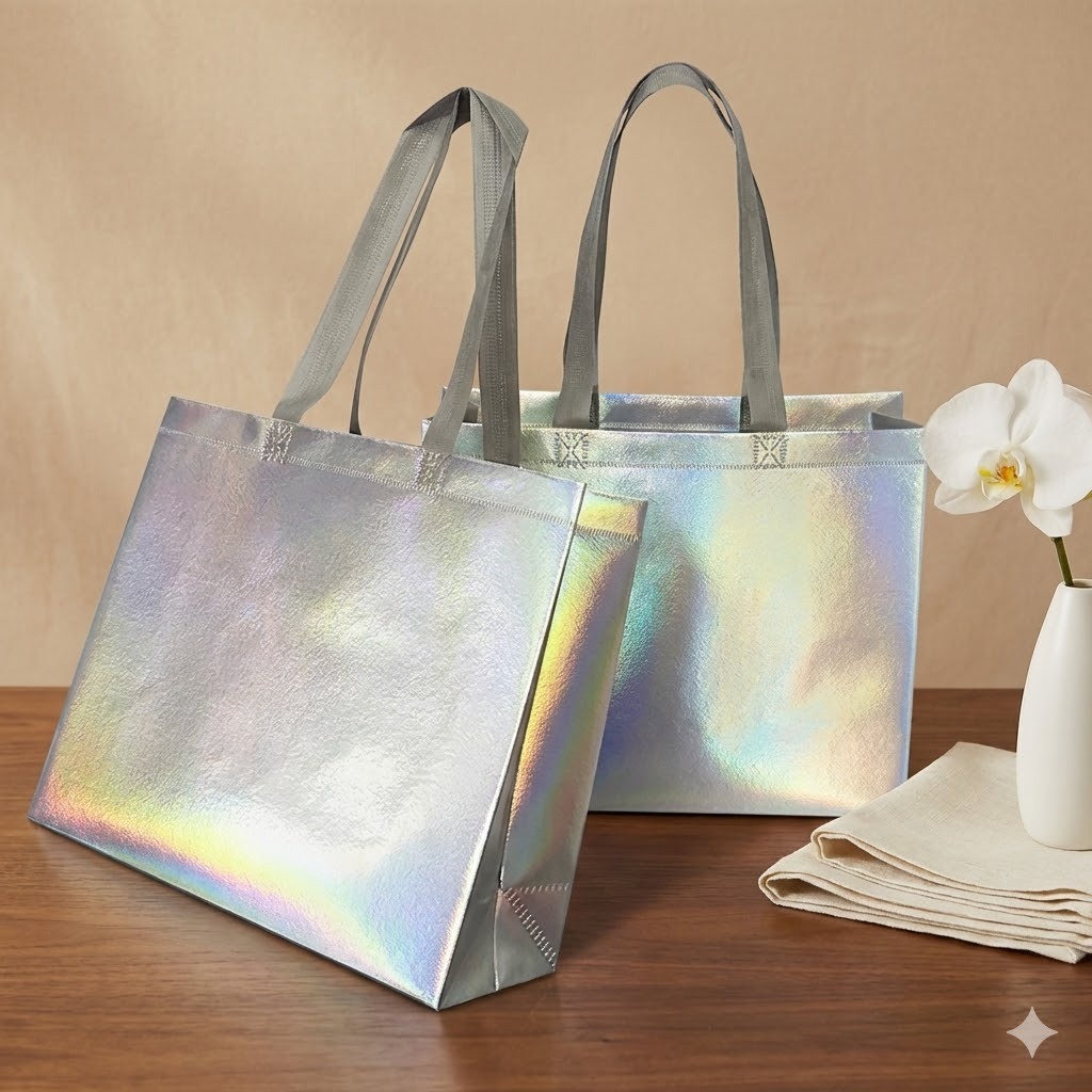 Premium Gift Bag (1pcs) Iridescent Laser Glossy Non Woven Bag Gift Bag Thank You Bag Eco Friendly Bag