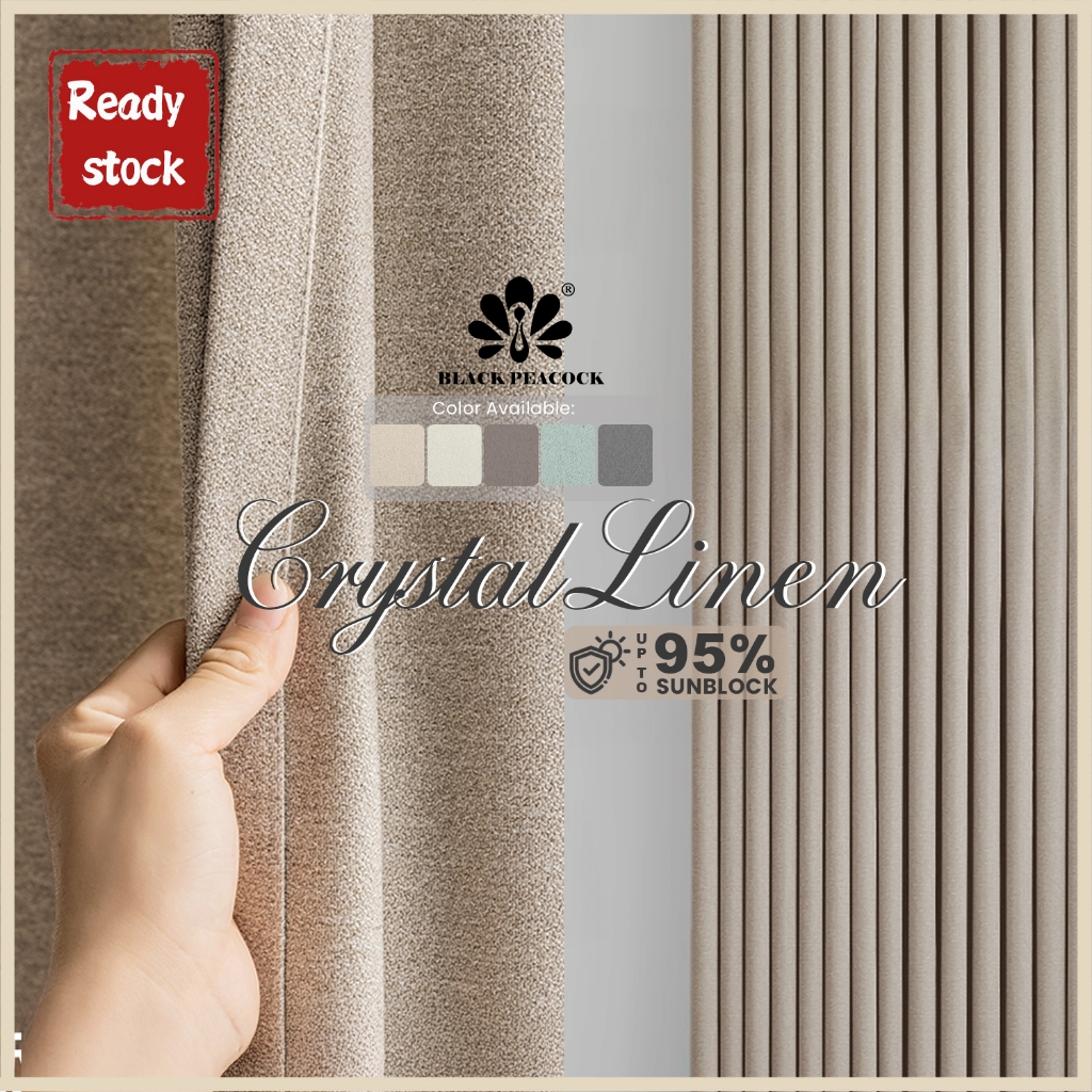BlackPeacock【Stok Sedia】Langsir Blackout Linen Kristal 80%-100% Blackout/Langsir Moden/Crystal Linen