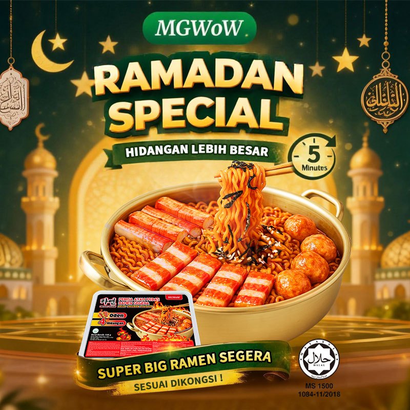 MGWoW HALAL Sedia Makan Instant Noodles Ready To Eat Makanan Segera Praktis 215g Travel Tomyam Kimchi