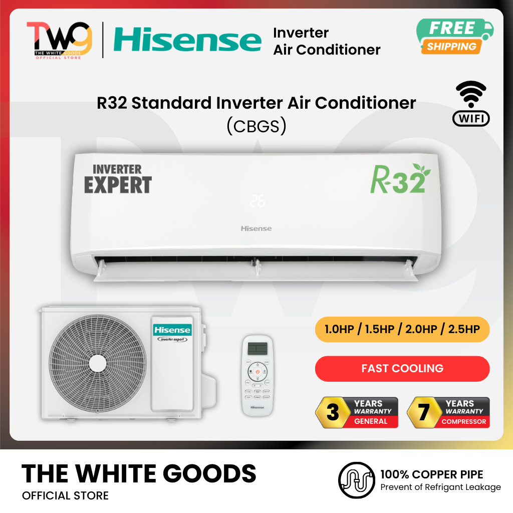 [FREE SHIPPING] Hisense (1HP /1.5HP /2HP /2.5HP) AN10 AN12 R32 Inverter Auto Clean Standard Air Conditioner 冷气机