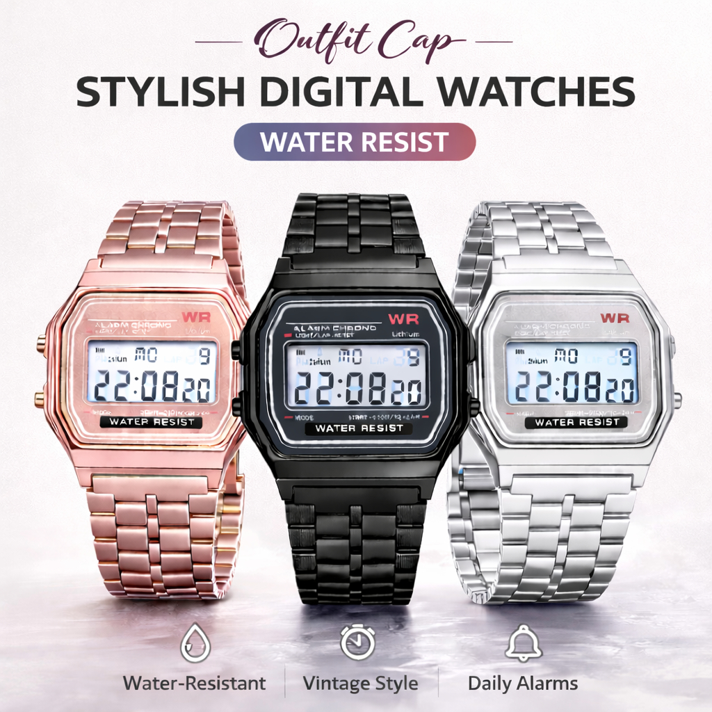 Fashion Outfit Chain Sporty Watch Multifunctional Unisex Square Electronic Watch Casual Simple Couple Women Men Watches