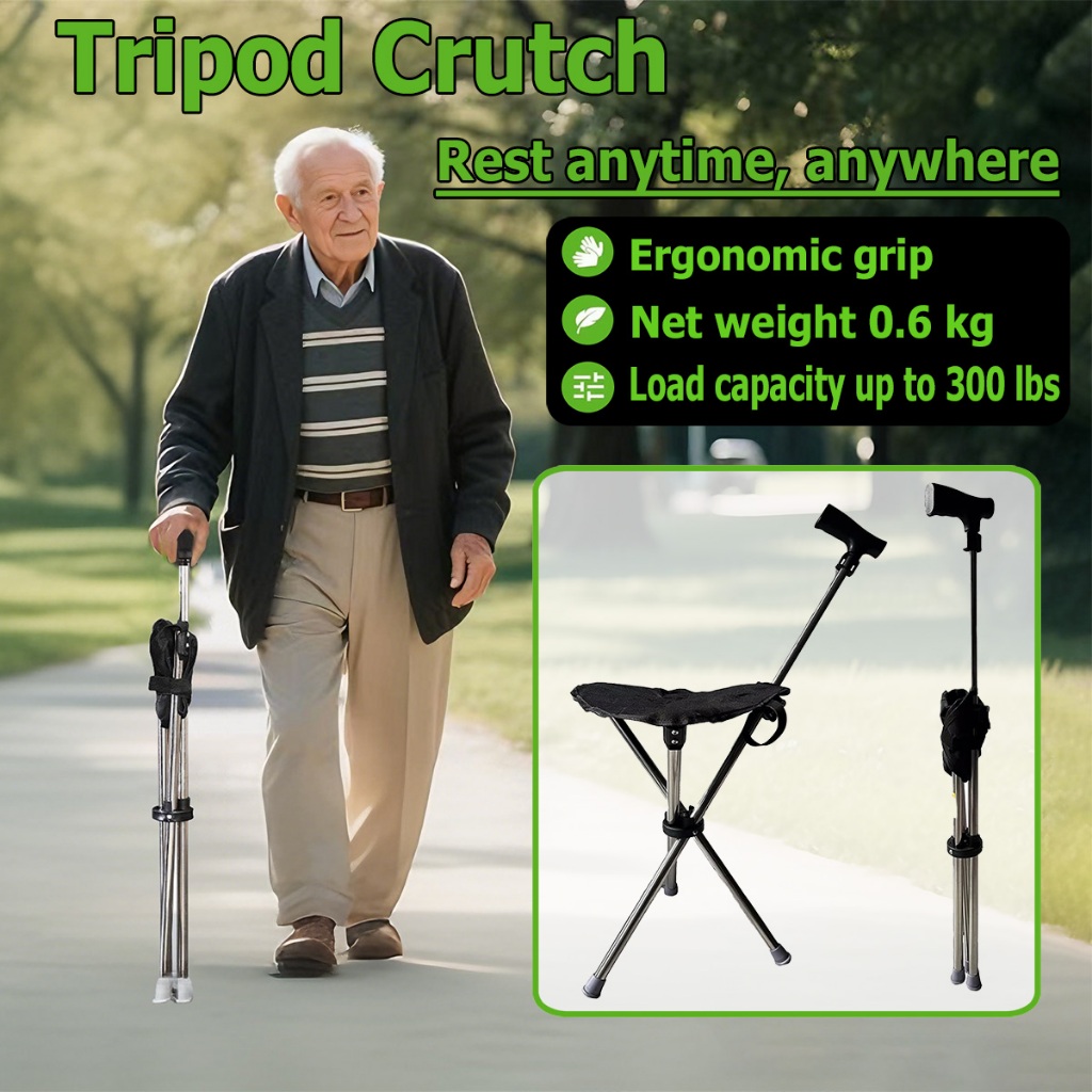 Cane Seat 2 in 1 Foldable Lightweight Hiking Trekking Walking Tongkat 2 Dalam 1 Tempat Duduk