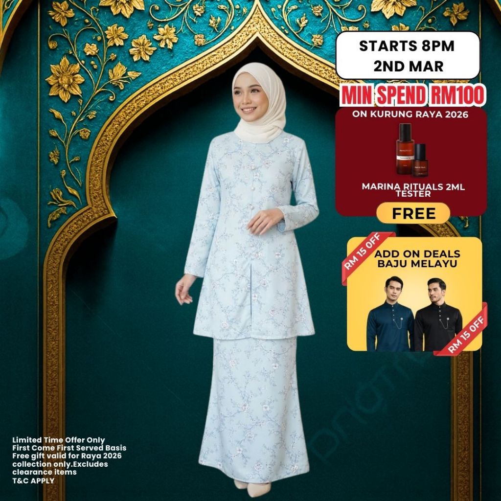 ZOE ARISAH Narisah Kurung Printed Floral Moden Kebarung Muslimah Baju Raya 2026 Murah PREMIUM Wanita Terbaru ZOE ARISSA