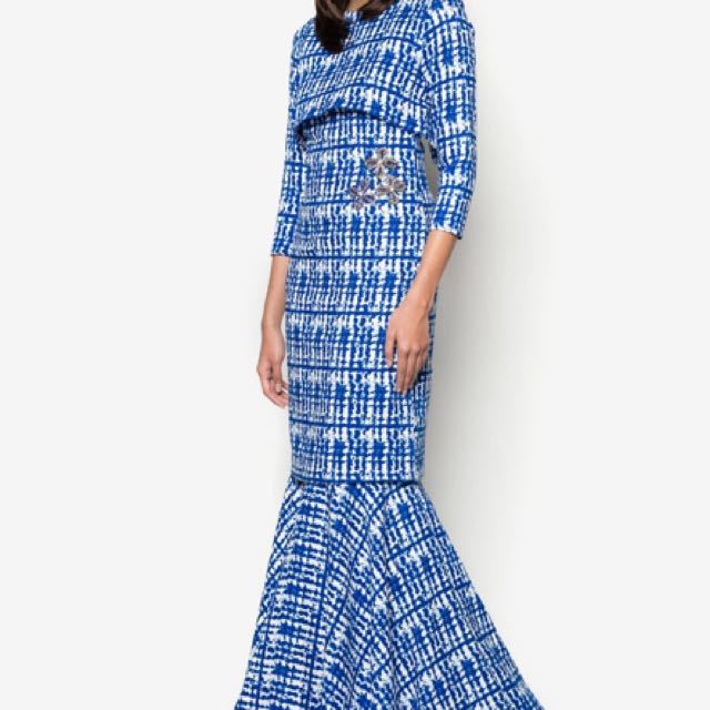 FiziWoo Rempeyek Baju Kurung in Blue - XL