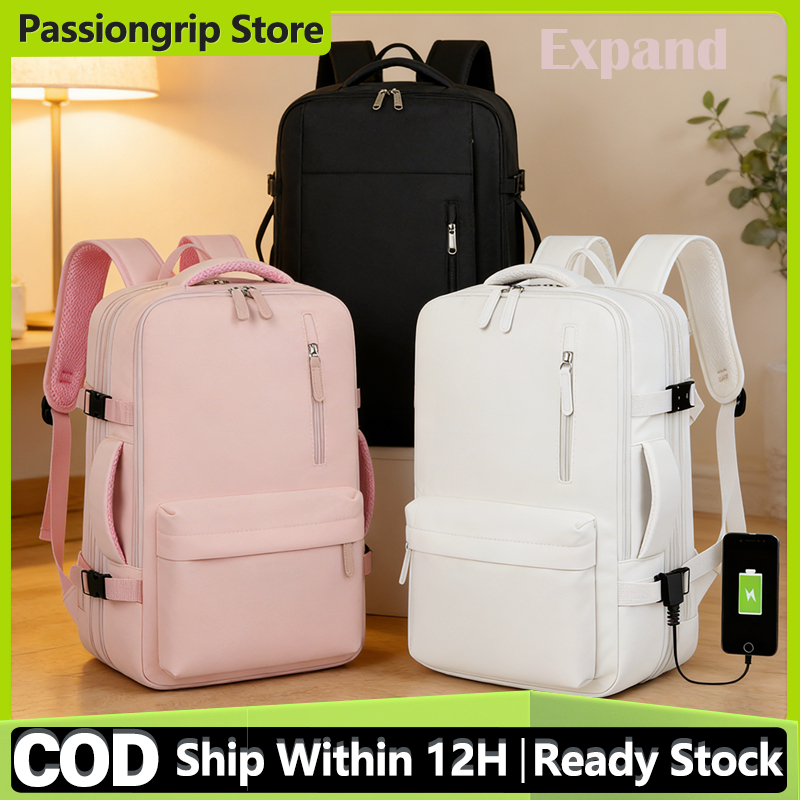Expandable Travel Backpack USB Large Capacity Business Luggage Bag Expandable Backpack Nylon 可拓展双肩包
