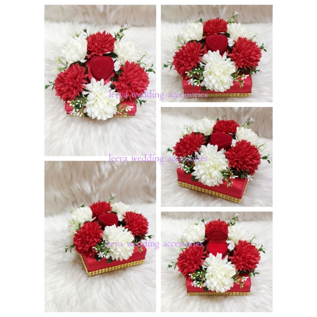 gubahan bekas cincin mini risik/tunang/nikah-single ring(red, cream)