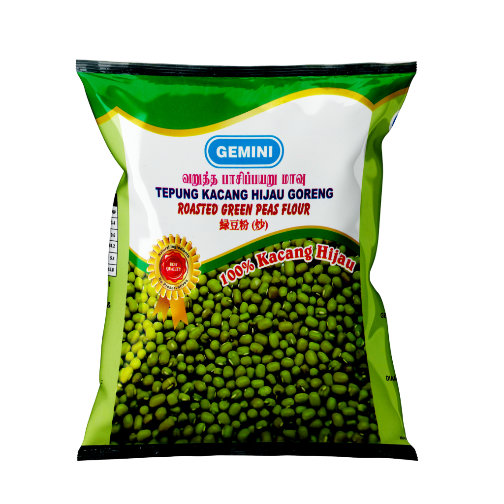 GEMINI ROASTED GREEN PEAS FLOUR 450g/Tepung Kacang Hijau Goreng 450g/Premium/Kualiti Tinggi/Roasted