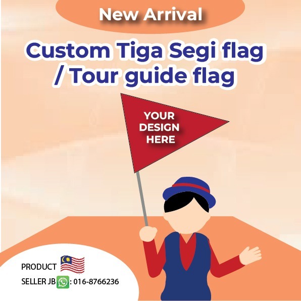 Custom print tour guide flag, triangle flag, tiga segi flag, travel flag, Custom flag printing any size