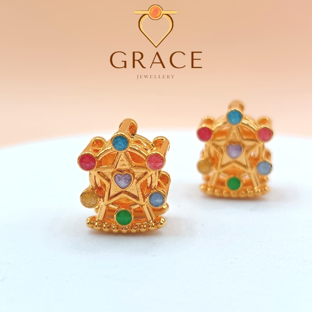 Grace Jewellery GRC000241 Gold 916 0.37gm Charm Ferris Wheel / Emas 916 Charm Rode Ferris/黄金916彩色摩天轮