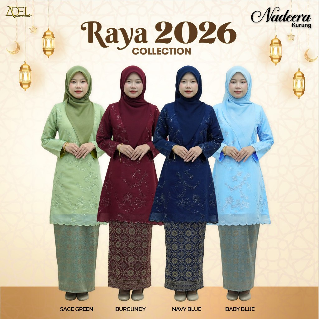 SHOP RAYA 2026 | ADEL Kurung Nadeera Organza Embroidery+Lining Songket Moden Wanita Muslimah