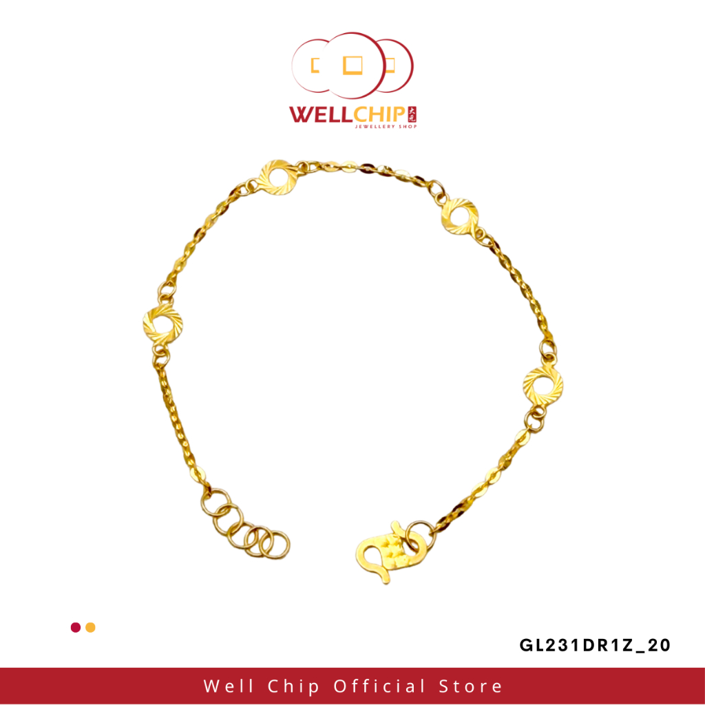 Gelang Emas 916 Bulatan Minimalis | Minimalist Circle 916 Gold Bracelet | Emas 916 | Kedai Emas WELL CHIP
