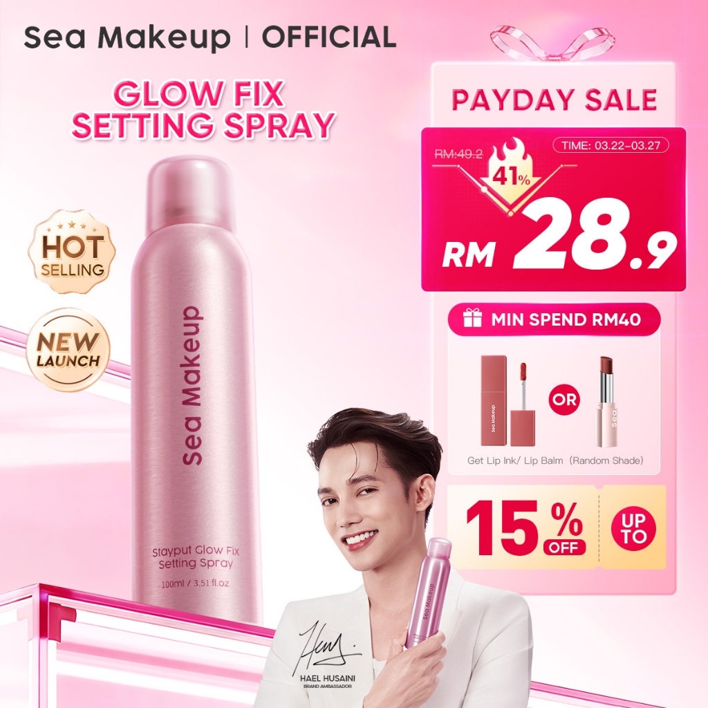 【New】Sea Makeup Stayput Glow Fix Setting Spray- Longlasting Makeup Flawless Luminous Hydrating Weightless Finish