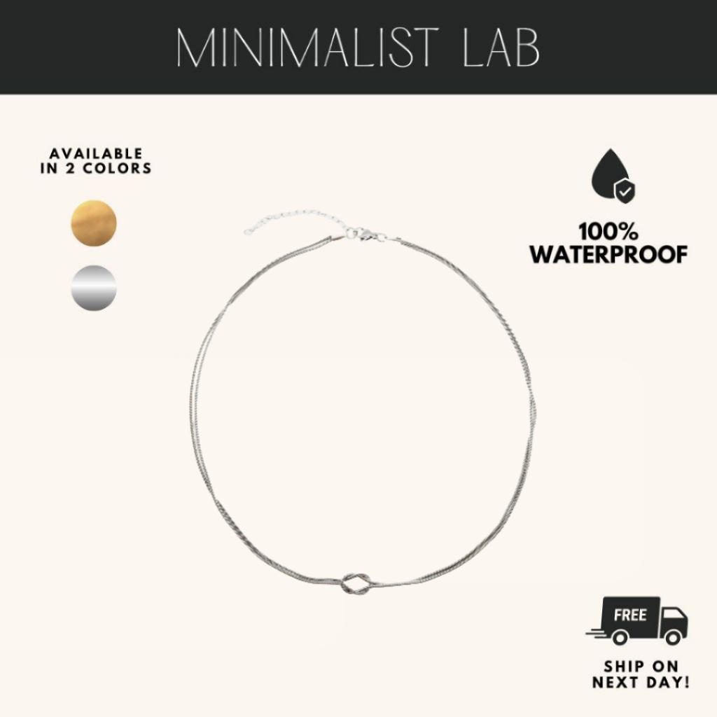 MINIMALIST LAB Stainless Steel Unity Knotted Snake Chain Necklace | Rantai Simpulan