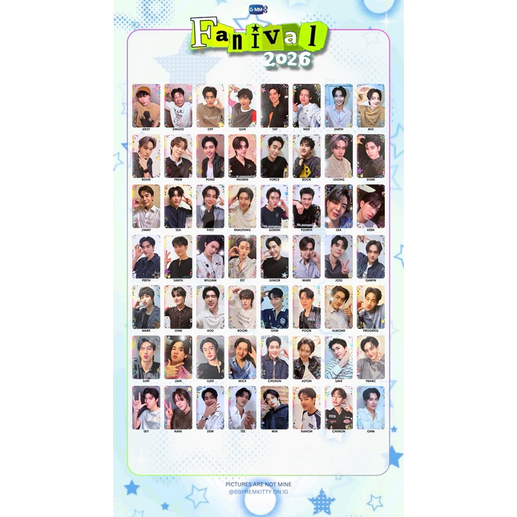 GMMTV Selfie Heart Shot RANDOM CARD GEMINI FOURTH SKY NANI WILLIAMEST PERTH SANTA PONDPHUWIN JUNIOR MARKJI AOU