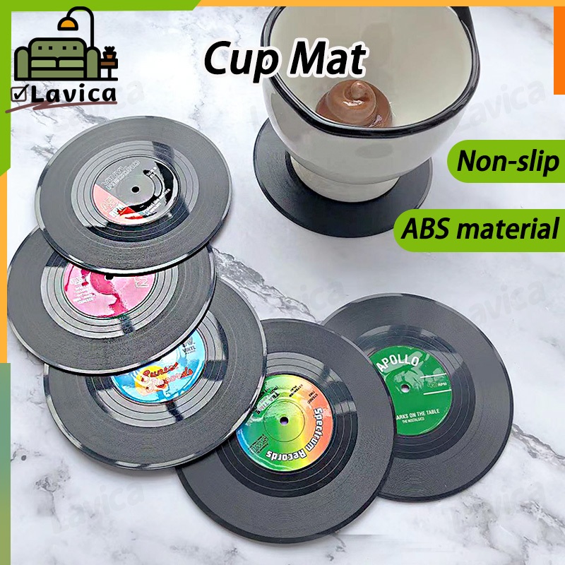 【MY】2/4/6 set Vinyl Record Coasters Retro Cup Mat Creative CD Table Mats Photo Props Home Decor Heat Resistant Non-slip