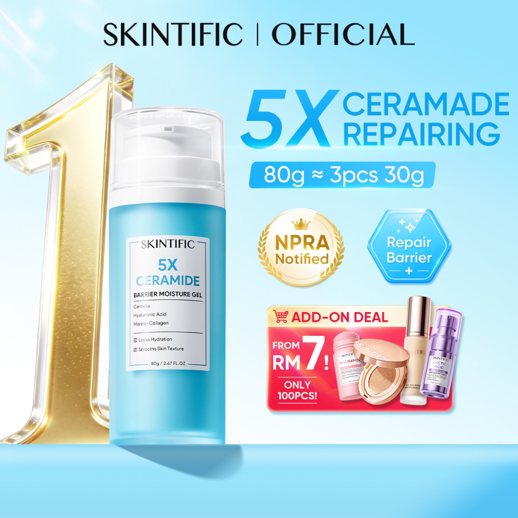 SKINTIFIC 5X Ceramide Barrier Repair Moisture Gel 80g Soothing Moisturizer Skincare Moisturiser Day Night Cream Centella