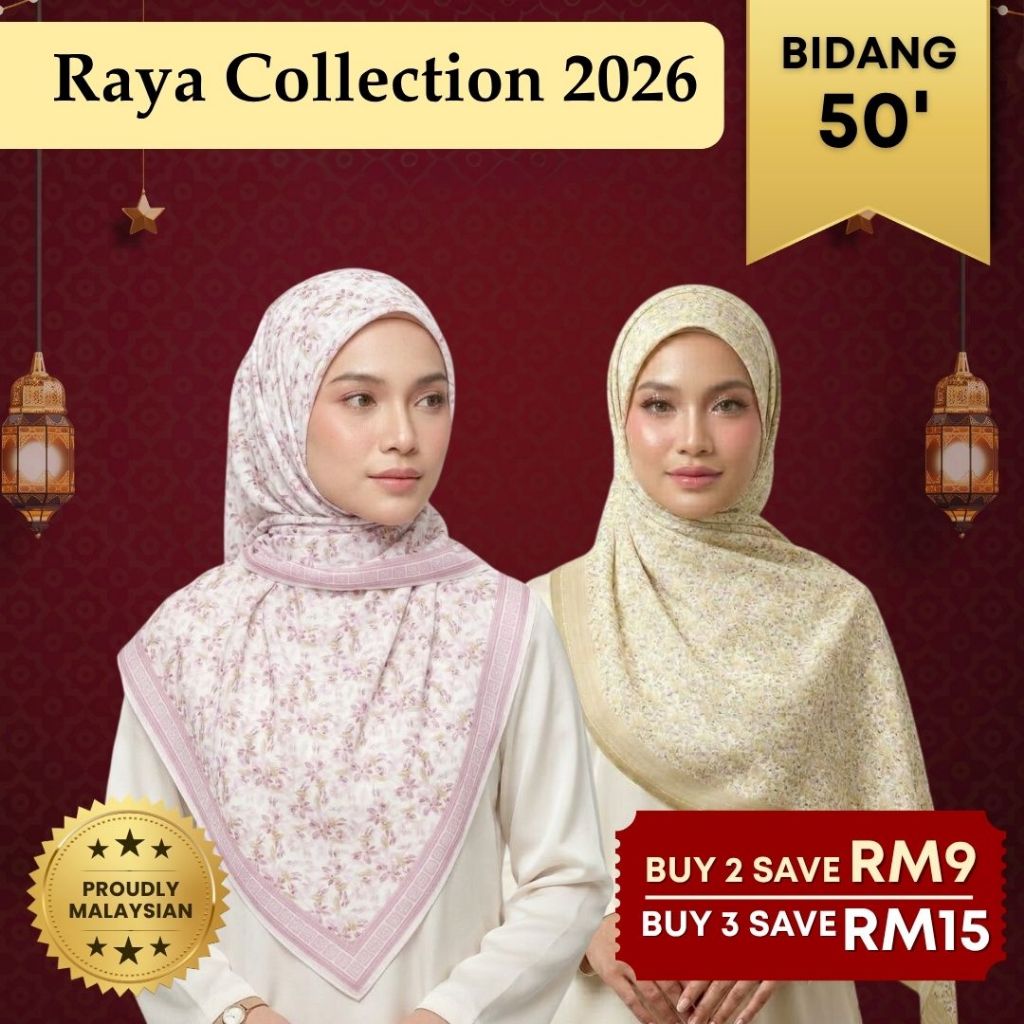 ZOE ARISAH [RAYA 2026] TUDUNG BIDANG 50 BAWAL PRINTED Cotton Voile Bercorak Hijab Square Murah Scarf Shawl ZOE ARISSA