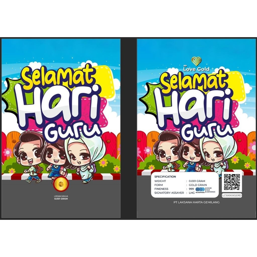 Gold Bar SELAMAT HARI GURU 0.001g(1MG)/EMAS 999 Tulen 24K Gold.