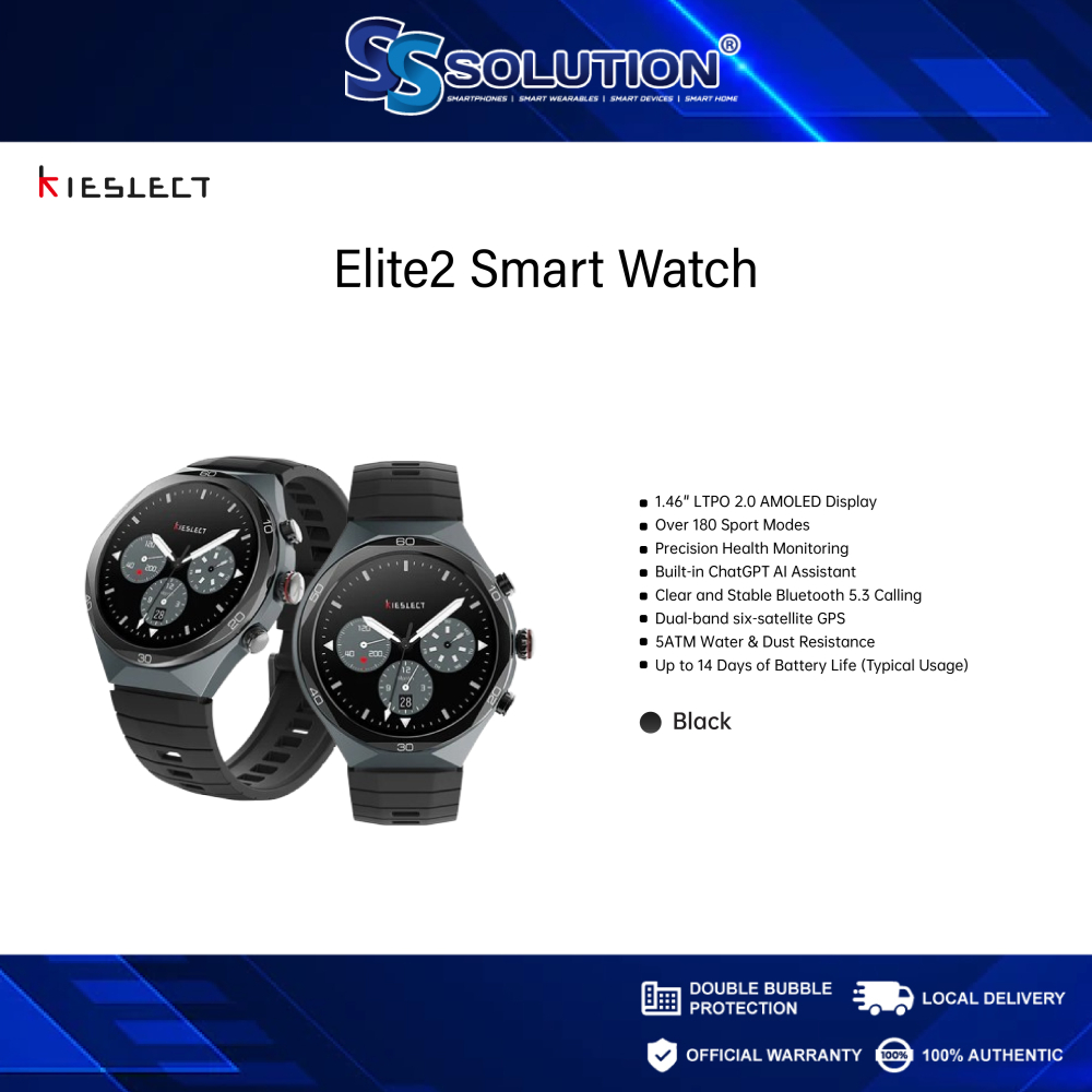 Kieslect Elite2 I 1.46" Smartwatch I 5ATM I Bluetooth Call I 24-Hour Health Monitoring I ChatGPT AI Assistant