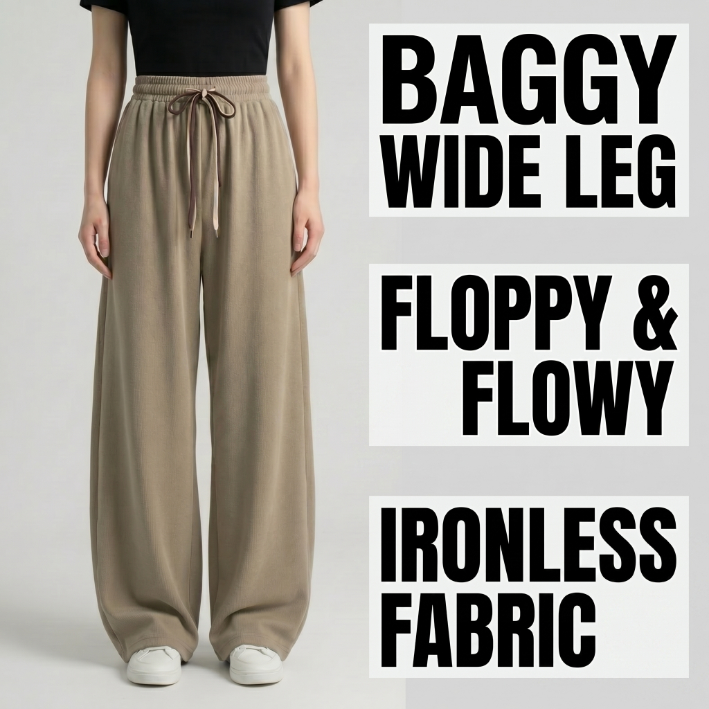 PANDAEYES Cacabo Corduroy Pants Seluar Perempuan Korean Viral Loose Baggy Wide Leg Trousers Corduroy Ironless 0907
