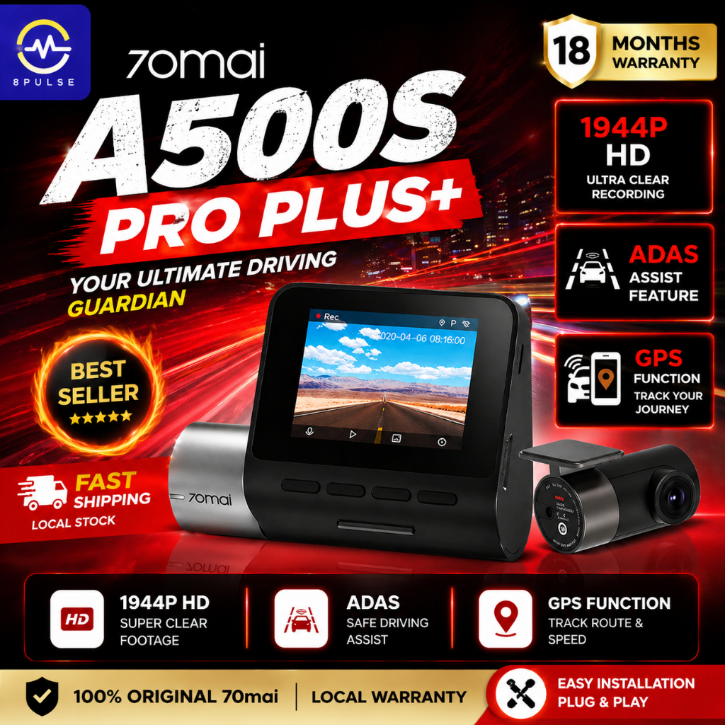 70mai A500S Pro Plus+ Dashcam 1944P HD GPS ADAS Night Vision Car Camera Recorder Front & Rear Support
