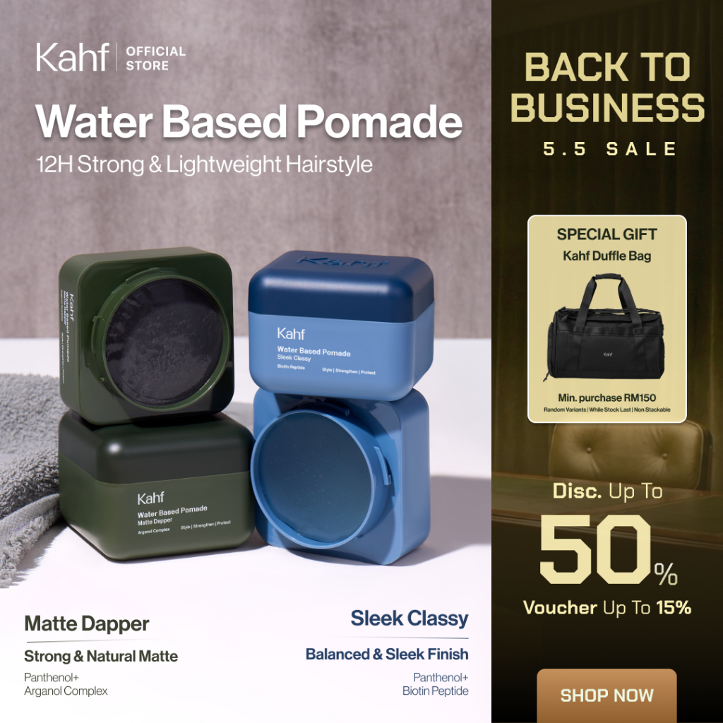 [5.5 SALE] Kahf Water Based Pomade -12h Strong Hair Styling Product - Easy Wash Easy Application