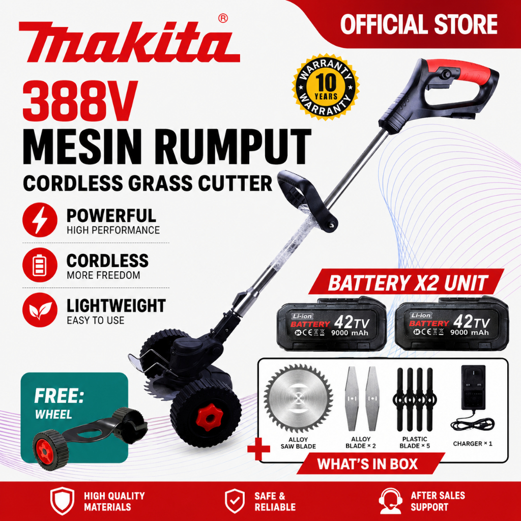 Makita Mesin Rumput Elektrik Cordless Grass Cutter Lawn Mower Mesin Potong Rumput GrassTrimmer