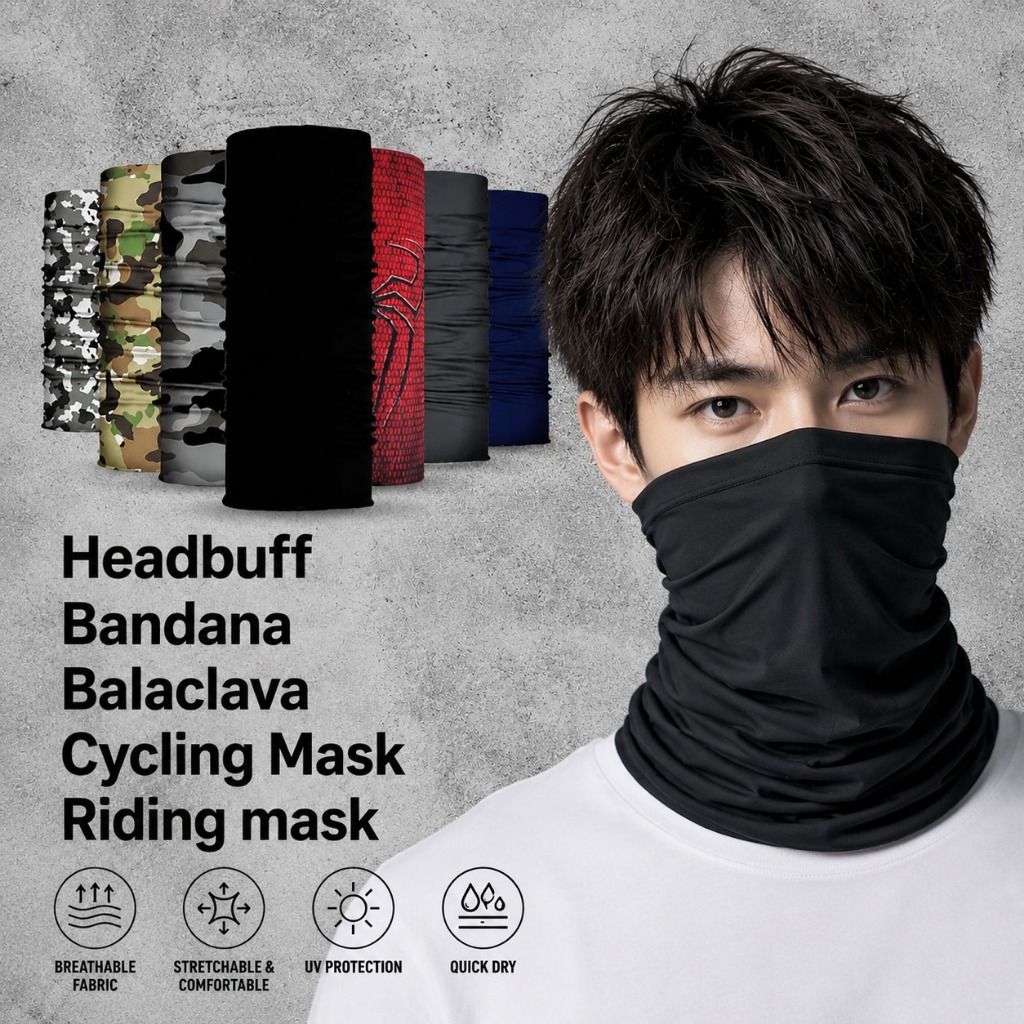 (READY STOCK) Half Face Mask Blue Red Spider skull motorcycle Headwear Half Neck Scarf Balaclava Bandana Cycling Mask