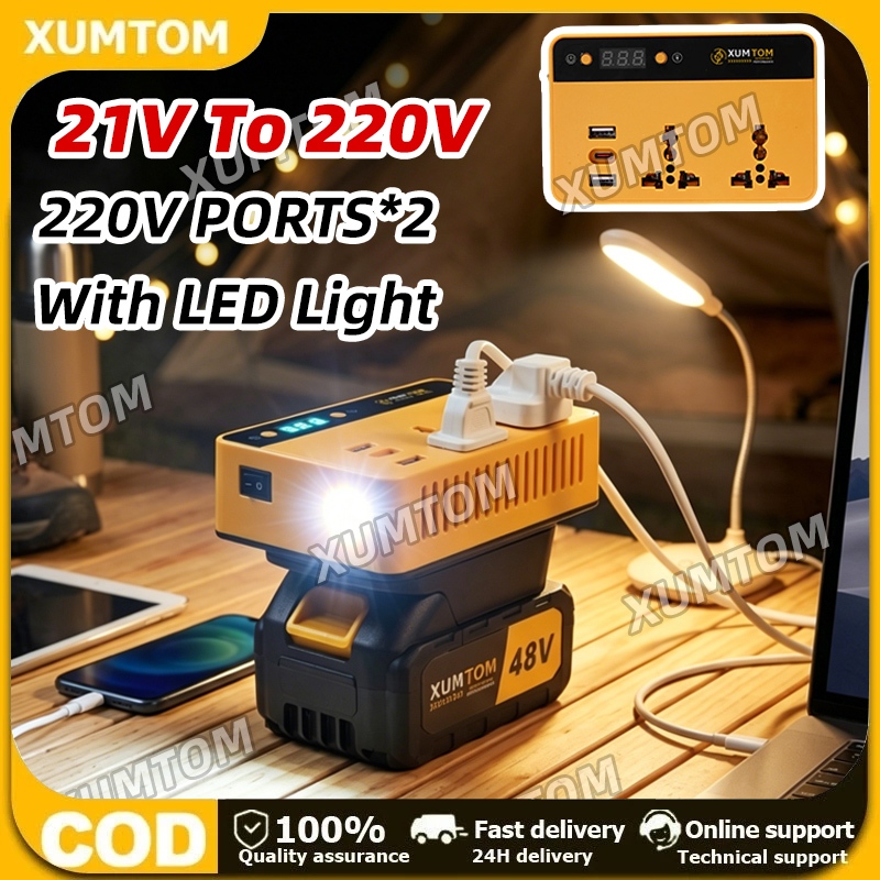 🔥3 Battery Set🔥Portable Power Inverters for 20V Battery Inverter 20v to 220v Converter with USB,AC Outlet,Light & TypeC