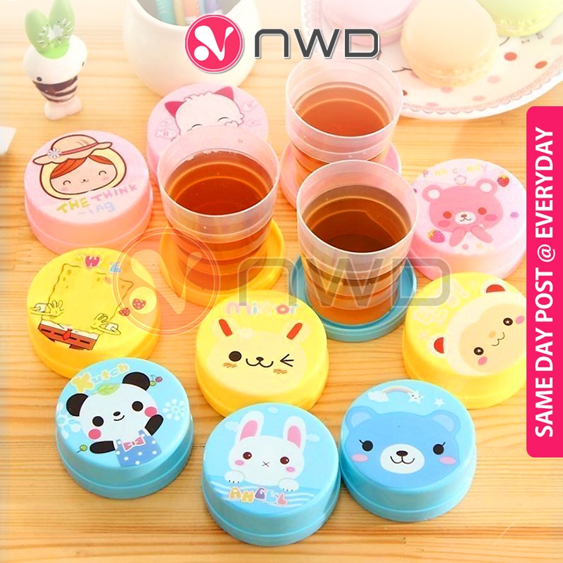 《 》 Portable Travel Cartoon Foldable Cup Collapsible Water Bottle Cawan Lipat 折叠水杯 NWD