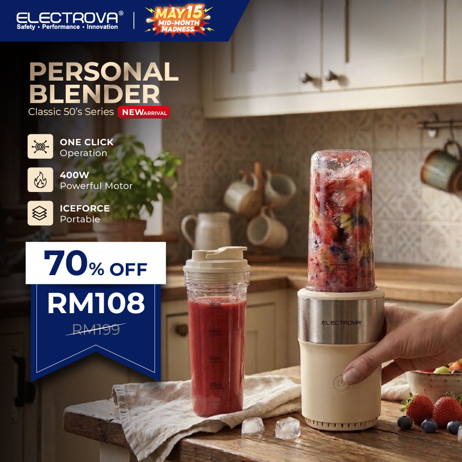 Electrova Personal Blender with 6-leaf Blade l 2 Blending & Travel Cups l Cup l BPA Free l Detachable Design