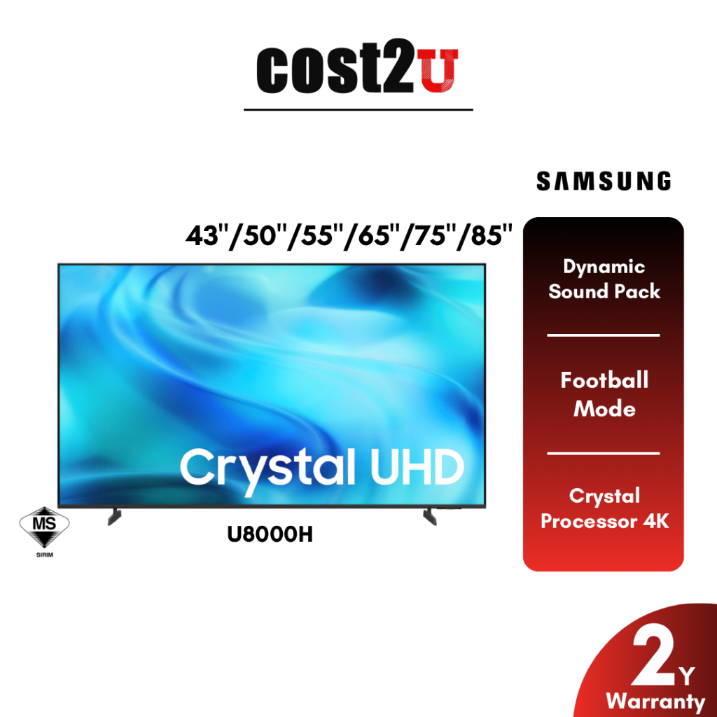 Samsung 50/55/65"U8000F/U8000H 4K Crystal UHD Smart TV/Smart AI TV | DU8000 U8000F U8000H (电视机 television)