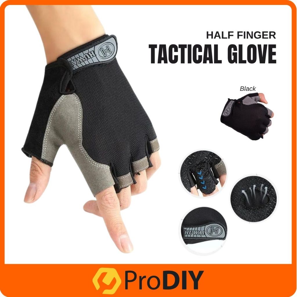 Outdoor Sports Glove Camping Tactical Unisex Half Finger Fingerless Cycling Gym Military Gloves Sarung Tangan ( 1732 )