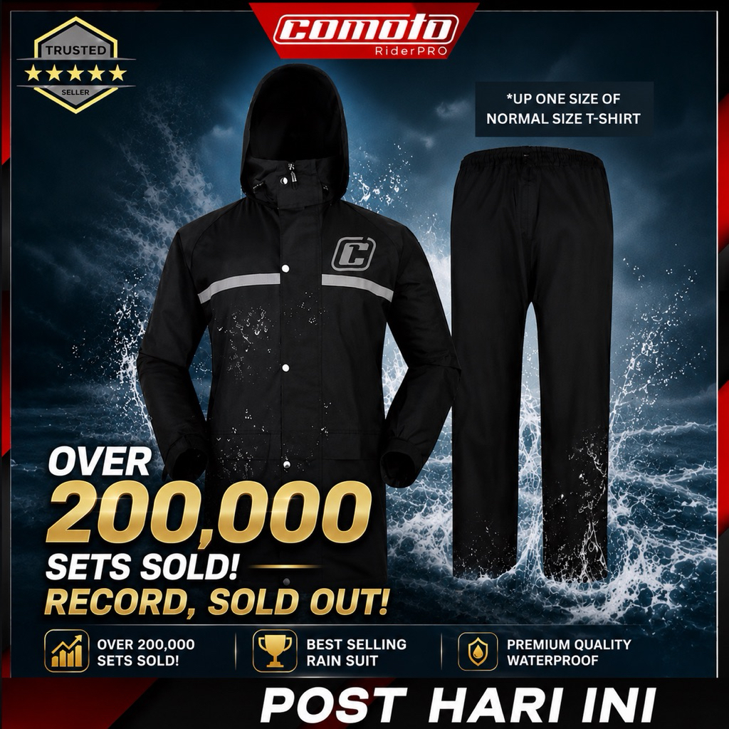 COMOTO Oxford Baju Hujan Motor Waterproof Raincoat Suit (Set)⁠ (M-5XL)