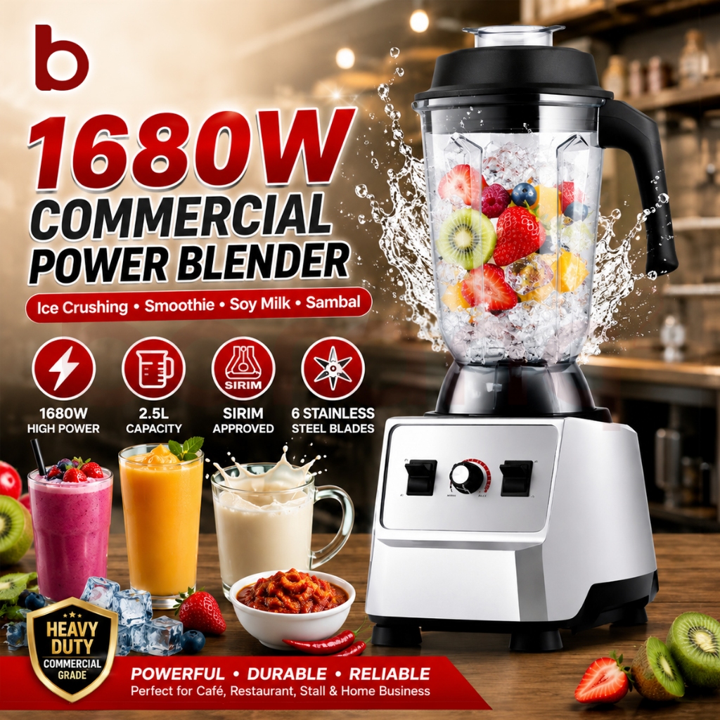 [MY STOCK] Heavy Duty Commercial Blender 1680W 2.5L Blender | Food Processor | Mesin Pengisar Komersial SIRIM