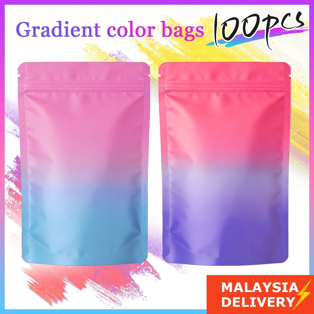 100pcs Gradient Mystery Bag Aluminum Foil Ziplock Blind Bag Plastic Sealing Pouch Jewelry Bag