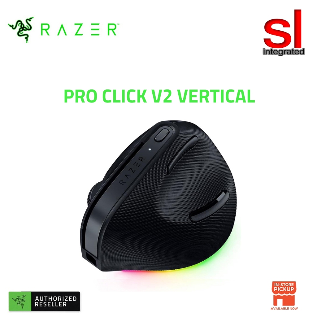 Razer Pro Click V2 Vertical Ergonomic Wireless Mouse -6 Button Ergonomic Design/One Click AI Prompt