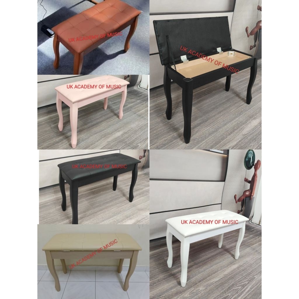 UK Heavy Duty Two Seater Modern Keyboard Piano Bench / Stool / Chair with Storage Compartment