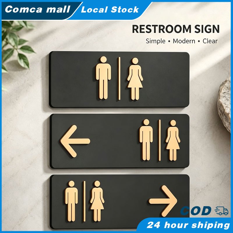 24*8cm Simple Men And Women Wc Public Toilet Guide Sign / Index Hotel To The Left And Right Restroom Prompt Sign