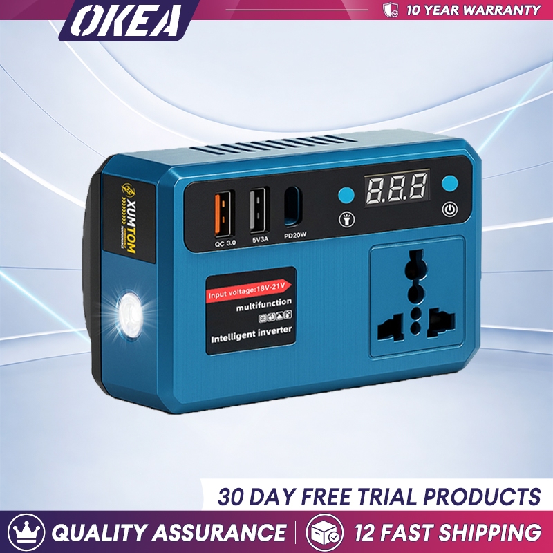 OKEA Portable Power Inverters for 20V Battery Inverter 20v to 220v Converter with Dual USB AC Outlet and Type-C