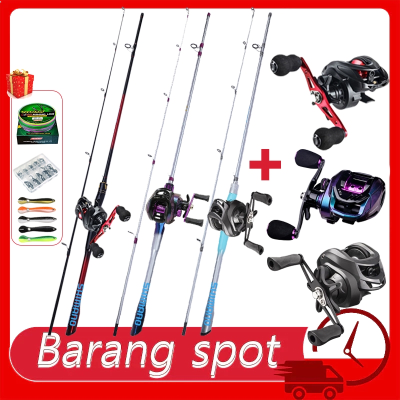 Fishing Rod Set Casting Rod Baitcasting Fishing Reels 2 Section Carbon Fishing Rod 7.2:1 Gear Ratio